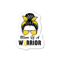 Childhood Cancer  Awareness Mom Of A Warrior Messy Bun Sticker | Artistshot