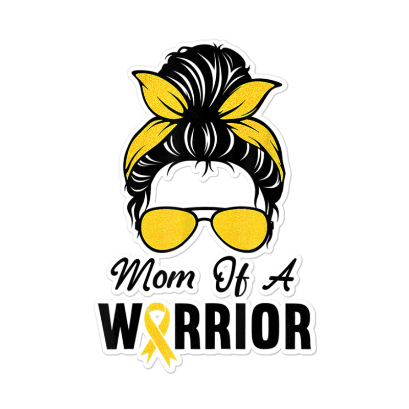 Childhood Cancer  Awareness Mom Of A Warrior Messy Bun Sticker | Artistshot