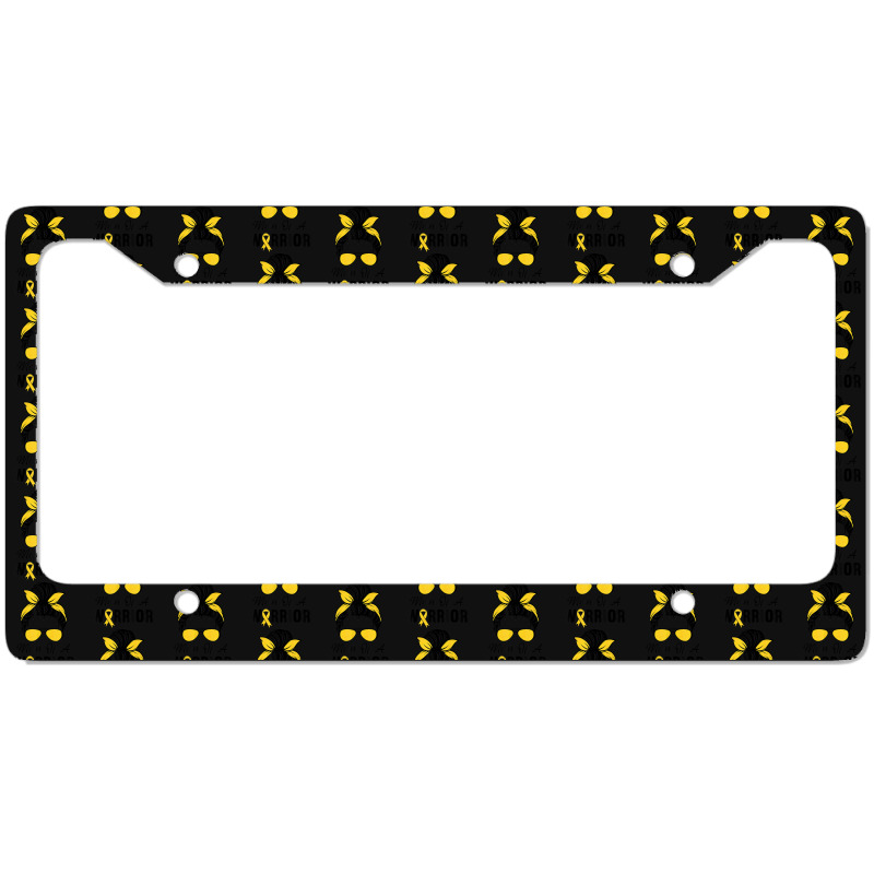 Childhood Cancer  Awareness Mom Of A Warrior Messy Bun License Plate Frame | Artistshot