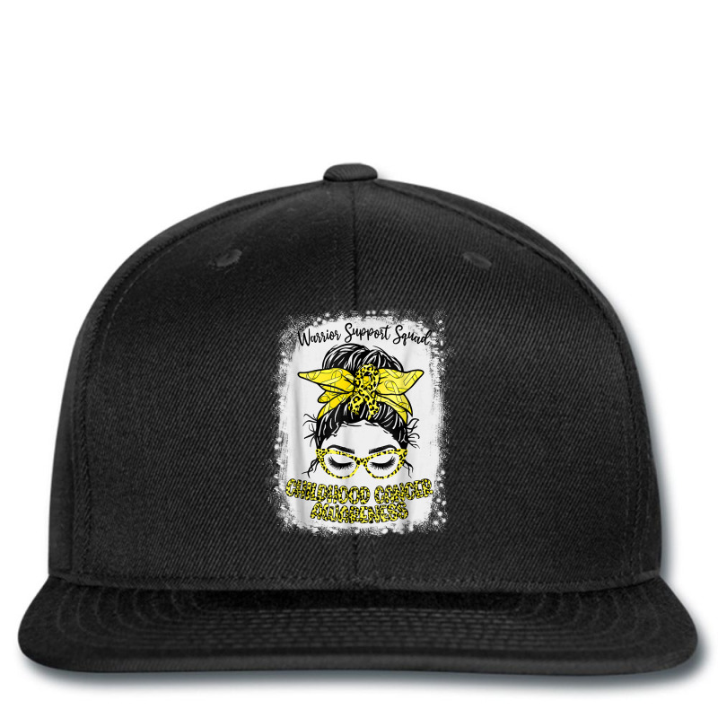 Childhood Cancer Warrior Support Squad Gold Ribbon Messy Bun Printed Hat | Artistshot