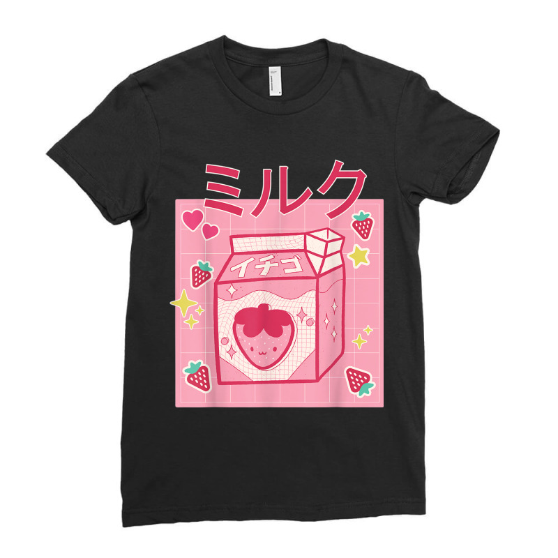 Cute Kawaii Womens Japanese Otaku Anime Strawberry Milkshake Ladies Fitted T-Shirt by MarquesDesign | Artistshot