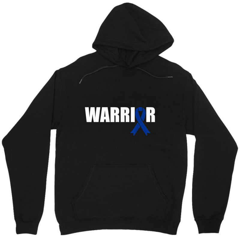 Colon Cancer Warrior Dark Blue Awareness Ribbon Unisex Hoodie | Artistshot