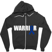 Colon Cancer Warrior Dark Blue Awareness Ribbon Zipper Hoodie | Artistshot