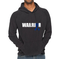 Colon Cancer Warrior Dark Blue Awareness Ribbon Vintage Hoodie | Artistshot