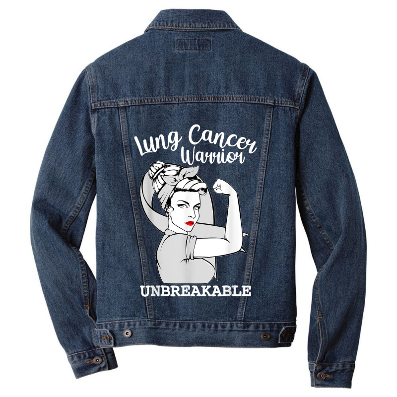 Lung Cancer Warrior Unbreakable Strong Women Awareness Men Denim Jacket | Artistshot