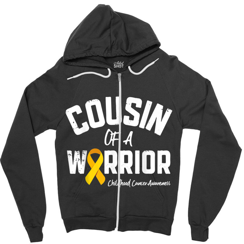 Cousin Of A Warrior Childhood Cancer Awareness Gifts Ribbon Zipper Hoodie | Artistshot