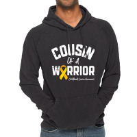 Cousin Of A Warrior Childhood Cancer Awareness Gifts Ribbon Vintage Hoodie | Artistshot