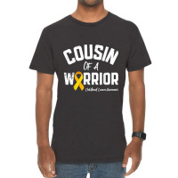 Cousin Of A Warrior Childhood Cancer Awareness Gifts Ribbon Vintage T-shirt | Artistshot