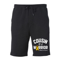 Cousin Of A Warrior Childhood Cancer Awareness Gifts Ribbon Fleece Short | Artistshot