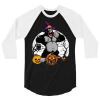 Gorilla Halloween Boo Costume Scary T  Shirt Gorilla Invited To Hallow 3/4 Sleeve Shirt | Artistshot