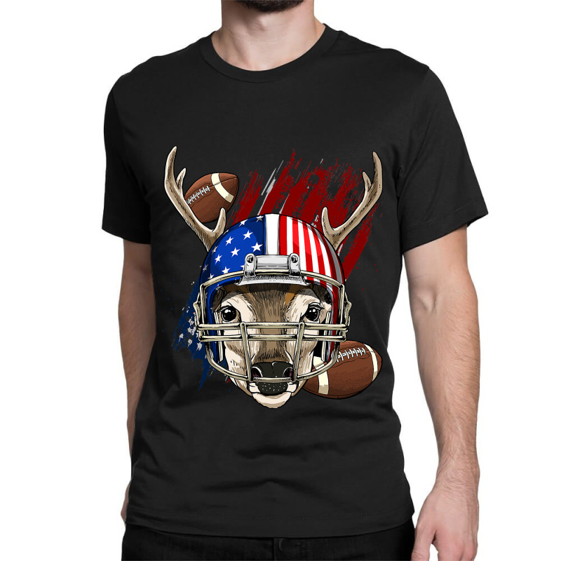 American Football Player Deer Patriotic Animal Deer Hunter Classic T-shirt by peafowl | Artistshot