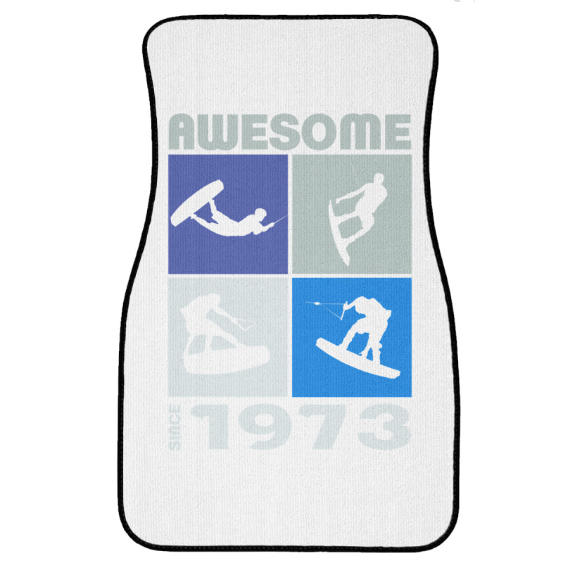 Awesome Since 1973. Wakeboard Lifestyle Long Sleeve T Shirt Front Car Mat | Artistshot