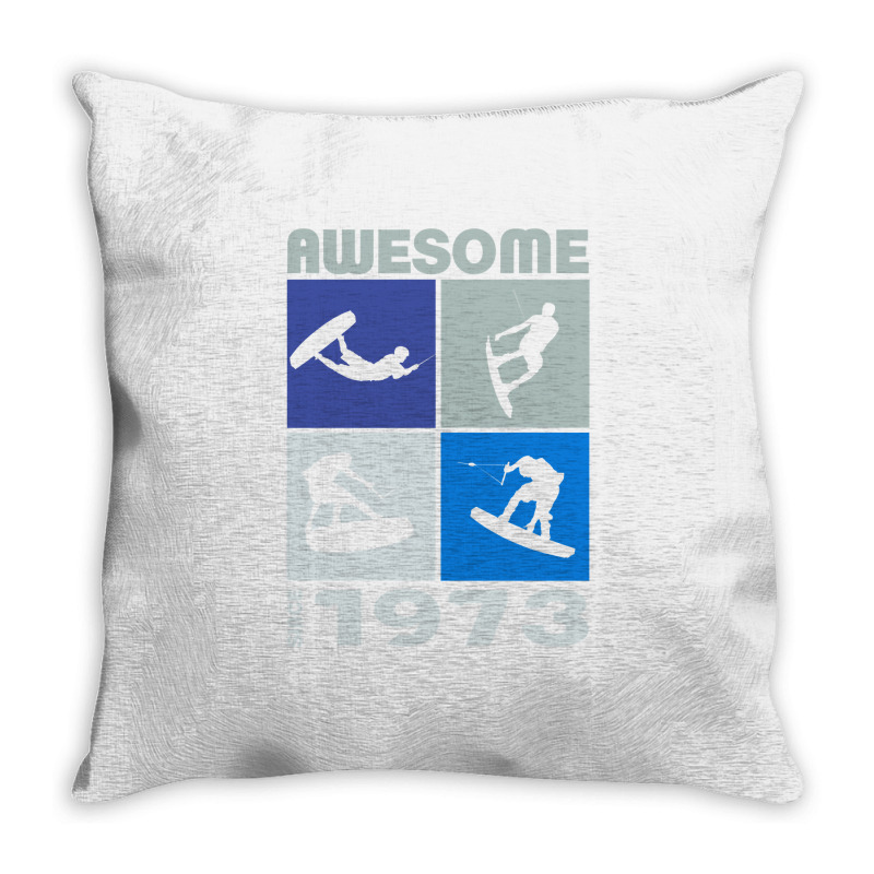 Awesome Since 1973. Wakeboard Lifestyle Long Sleeve T Shirt Throw Pillow | Artistshot