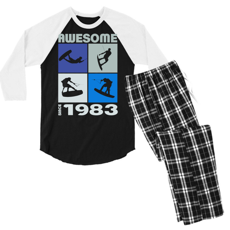 Awesome Since 1983. Wakeboard Lifestyle Long Sleeve T Shirt Men's 3/4 Sleeve Pajama Set | Artistshot