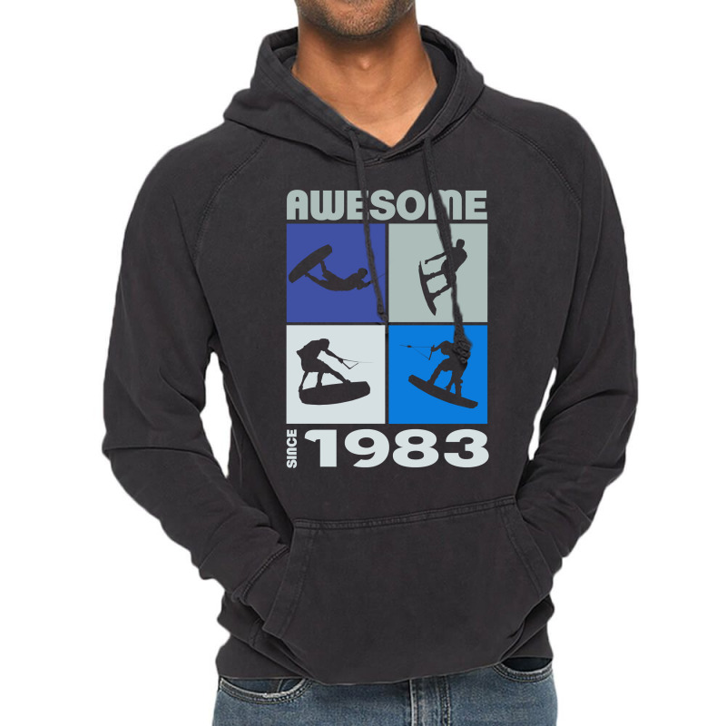 Awesome Since 1983. Wakeboard Lifestyle Long Sleeve T Shirt Vintage Hoodie | Artistshot