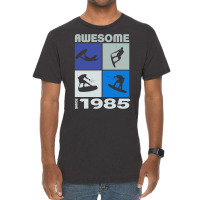 Awesome Since 1985. Wakeboard Lifestyle Long Sleeve T Shirt Vintage T-shirt | Artistshot