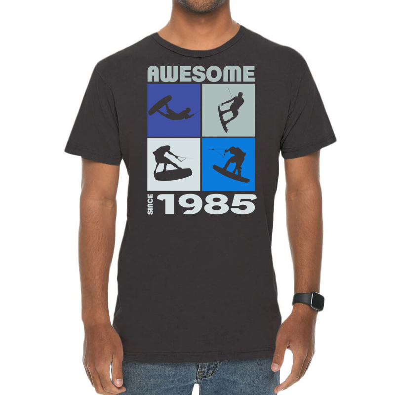 Awesome Since 1985. Wakeboard Lifestyle Long Sleeve T Shirt Vintage T-shirt | Artistshot