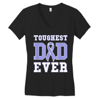 Mens Toughest Dad Ever  Esophageal Cancer Awareness Ribbon Women's V-neck T-shirt | Artistshot