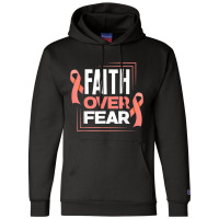 Faith Fear Peach Ribbon Endometrial Cancer Awareness Champion Hoodie | Artistshot