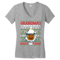 Grandmas Never Run Out Of Kisses Or Candy Halloween Granny T Shirt Women's V-neck T-shirt | Artistshot