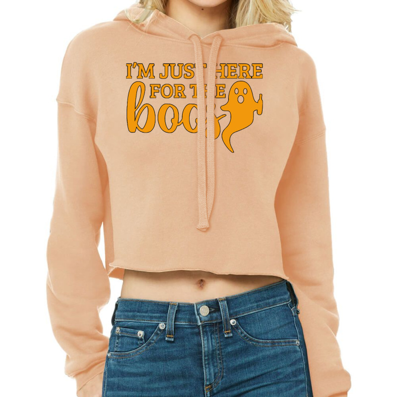 Halloween T  Shirti´m Just Here For The Boos Ghost Orange Color Text Cropped Hoodie by simplisticgive | Artistshot