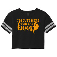 Halloween T  Shirti´m Just Here For The Boos Ghost Orange Color Text Scorecard Crop Tee | Artistshot