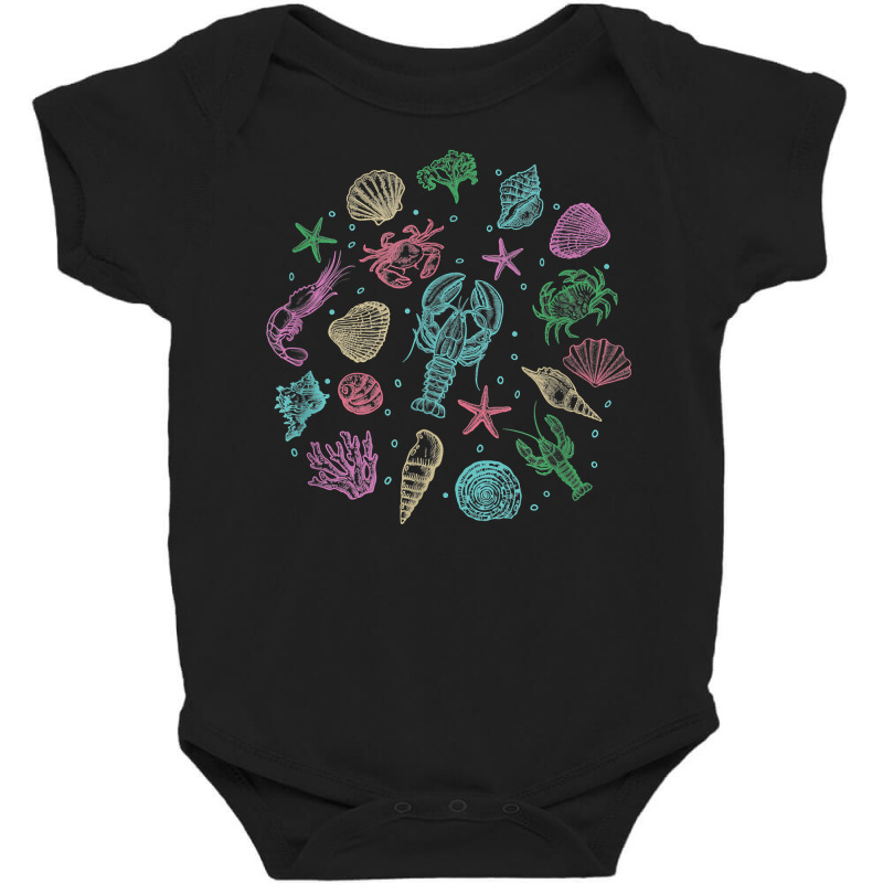 Crustaceancore Crustacean Core Vintage Lobster Crab Shells T Shirt Baby Bodysuit | Artistshot