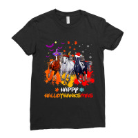 Halloween Thanksgiving Christmas Happy Hallothanksmas Horse 200 Ladies Fitted T-shirt | Artistshot