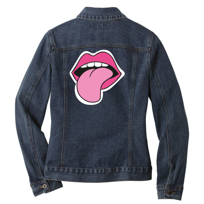 Mouth Tongue Lip Ladies Denim Jacket by cara_style | Artistshot