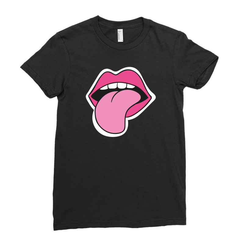 Mouth Tongue Lip Ladies Fitted T-Shirt by cara_style | Artistshot