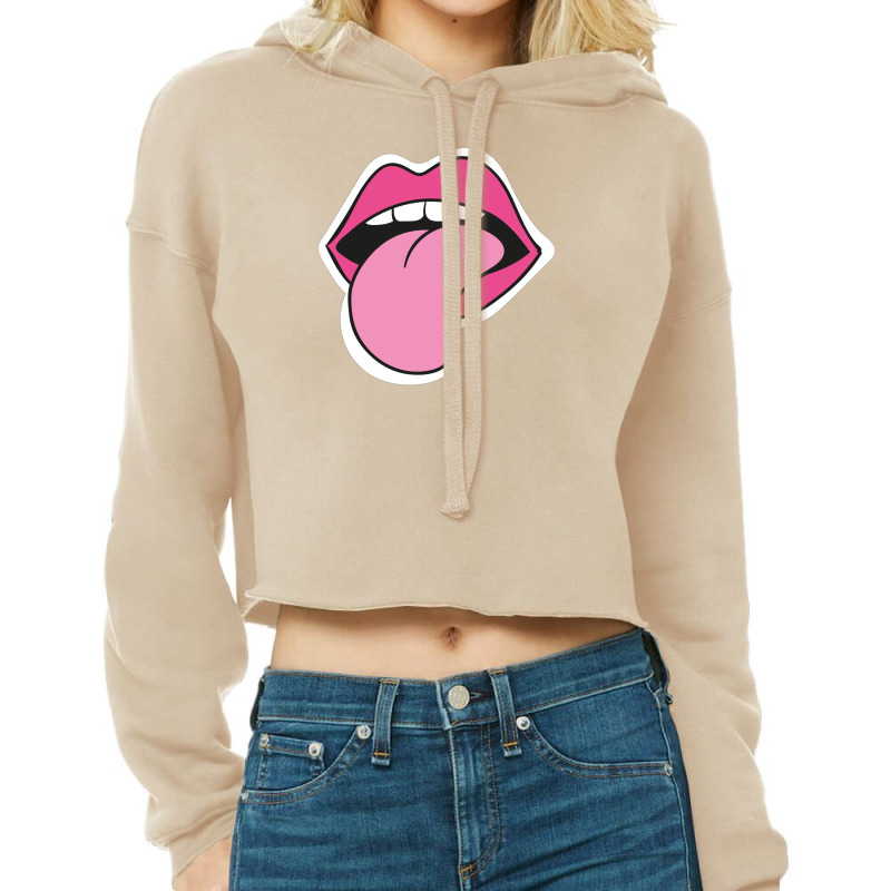 Mouth Tongue Lip Cropped Hoodie by cara_style | Artistshot