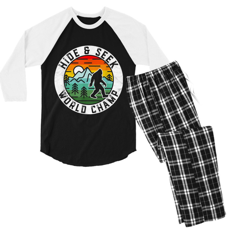 Bigfoot Hide & Seek World Champ Sasquatch Silhouette T Shirt Men's 3/4 Sleeve Pajama Set by TimothyMears89 | Artistshot