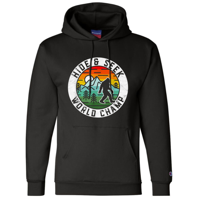 Bigfoot Hide & Seek World Champ Sasquatch Silhouette T Shirt Champion Hoodie by TimothyMears89 | Artistshot