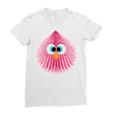 Bird Fluffy Animal Cute Feather Pink Ladies Fitted T-shirt Designed By Salmanaz