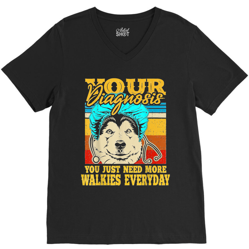 Alaskan Klee Kai Malamute Siberian Husky Dog Walking Humor V-neck Tee | Artistshot