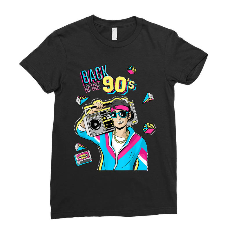 Retro Back To 90's Novelty Graphics & Cool Designs Funny Gifts Boy Gir Ladies Fitted T-Shirt by FrederickDesign | Artistshot