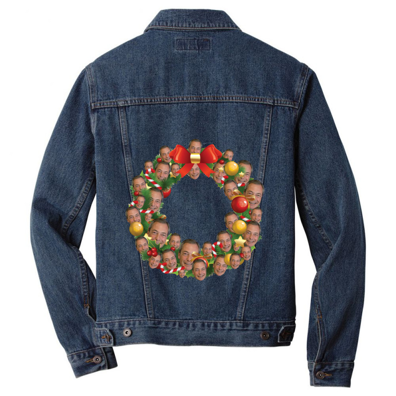 Nigel Farage Ukip Multiface Christmas Wreath Men Denim Jacket by bungamekkar | Artistshot