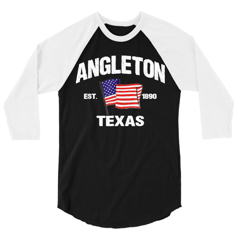 Angleton Texas Tx Usa Stars & Stripes Vintage Style 3/4 Sleeve Shirt by LeonelSalas | Artistshot