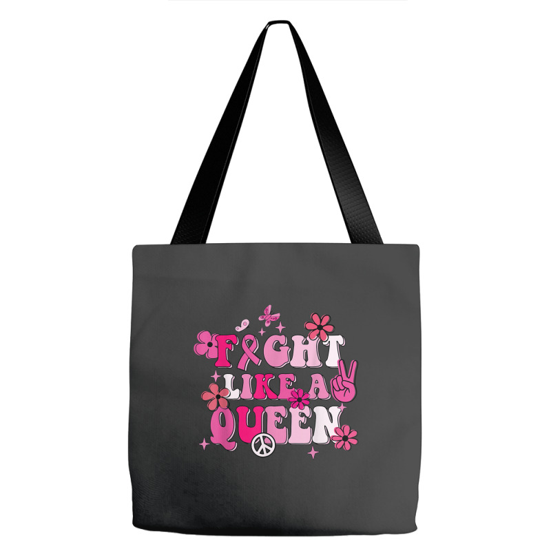 Fight Like A Queen Breast Cancer Warriors Flower Retro Tote Bags | Artistshot