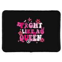 Fight Like A Queen Breast Cancer Warriors Flower Retro Rectangle Patch | Artistshot