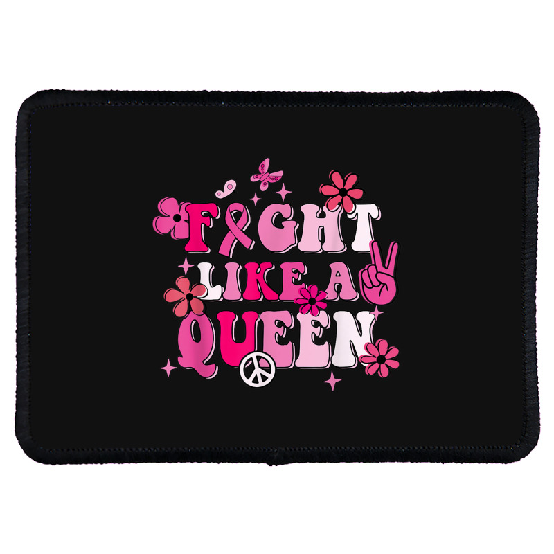 Fight Like A Queen Breast Cancer Warriors Flower Retro Rectangle Patch | Artistshot