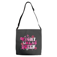 Fight Like A Queen Breast Cancer Warriors Flower Retro Adjustable Strap Totes | Artistshot