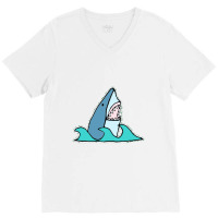 Shark In Water V-neck Tee | Artistshot