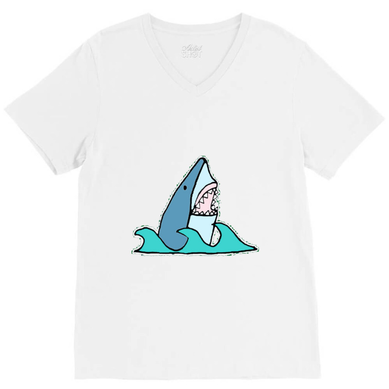 Shark In Water V-neck Tee | Artistshot