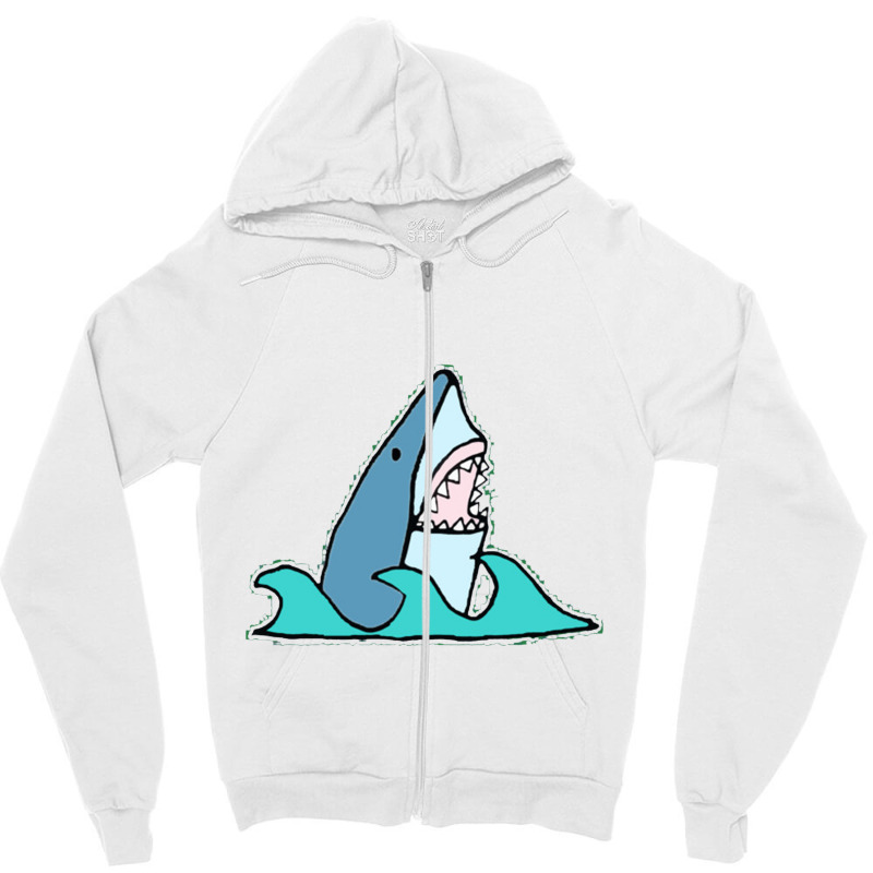 Shark In Water Zipper Hoodie | Artistshot