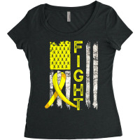 Fight Sarcoma Cancer Awareness American Flag Bone Cancer Women's Triblend Scoop T-shirt | Artistshot