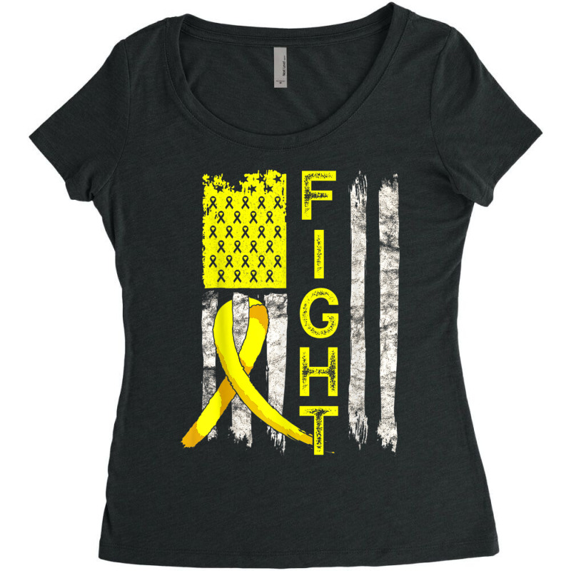 Fight Sarcoma Cancer Awareness American Flag Bone Cancer Women's Triblend Scoop T-shirt by LaytonDesign | Artistshot