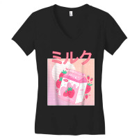 Funny Retro 90s Japanese Kawaii Strawberry Milk Shake Carton Women's V-neck T-shirt | Artistshot