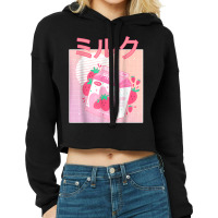 Funny Retro 90s Japanese Kawaii Strawberry Milk Shake Carton Cropped Hoodie | Artistshot