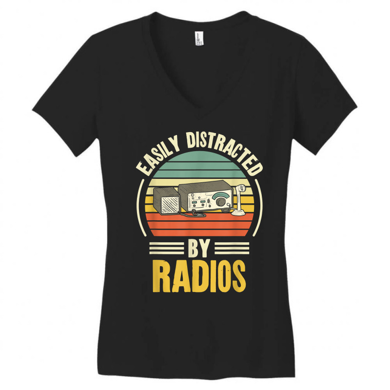 Easily Distracted By Radios Ham Radio Amateur Radio T Shirt Women's V-Neck T-Shirt by dewresowashg | Artistshot